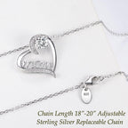 Birthday Gifts for Women 925 Sterling Silver Mom Necklace August September Birthstones Necklace Peridot Blue Sapphire and More Stones Jewelry for Her Love Heart Pendant Necklace