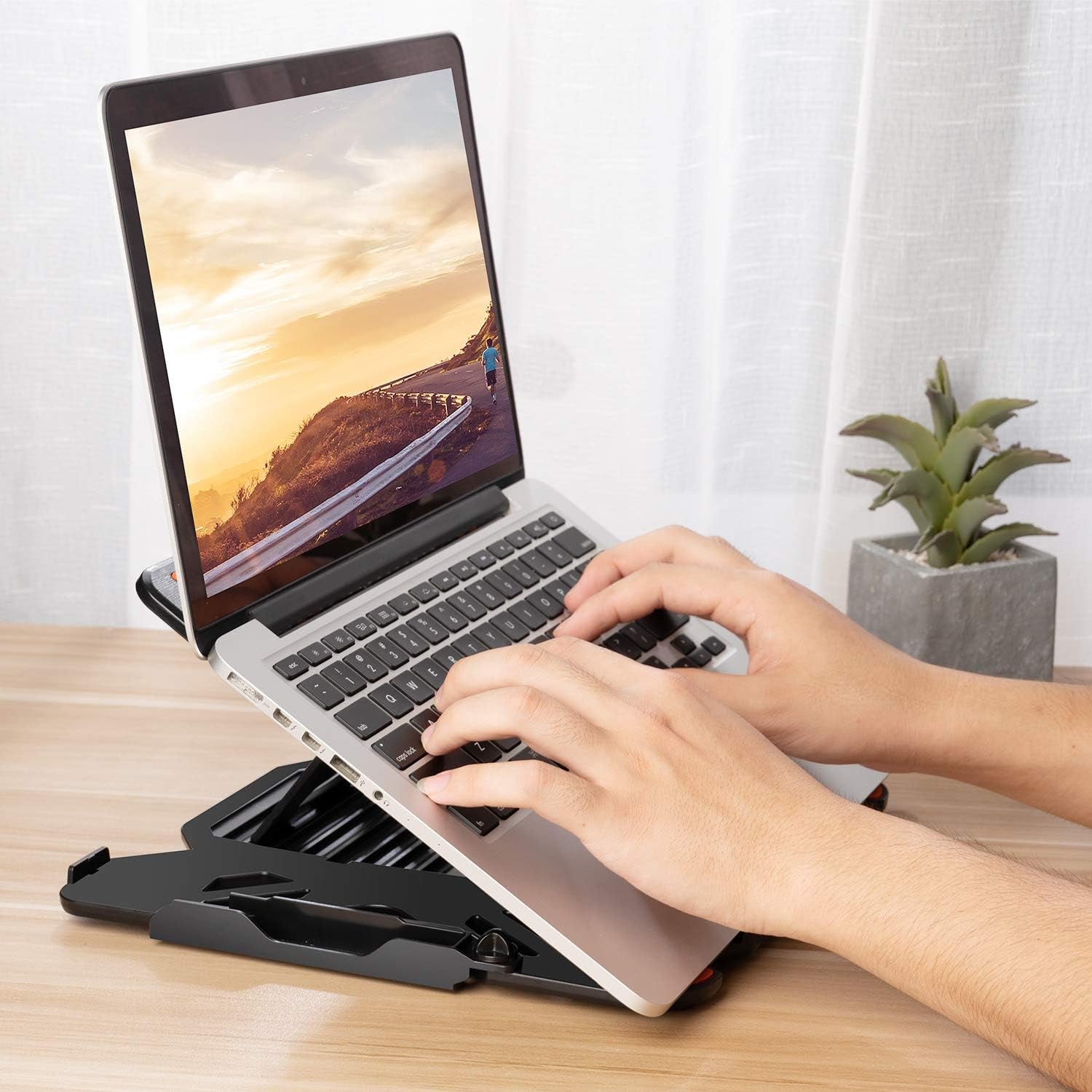 Ergonomic Adjustable Laptop Stand for Desk with Phone Holder & 360° Rotation - Foldable Portable Stand for 10-17" Laptops, Macbook Pro 16", Gaming Laptops, Tablets | Heavy-Duty & Ventilated Design