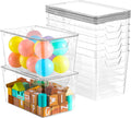 6 Pack Clear Storage Bins with Lids, 7 Quart Stackable Storage Boxes for Storage and Organization, Plastic Storage Containers with Lids, Plastic Bins with Handles for Office, Bedroom, Study Room