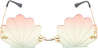 Seashell Sunglasses: Shell Shaped Eyeglasses, Fashion Rimless Wave Sunglasses for Girls Women