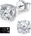Moissanite Stud Earrings for Women, 925 Sterling Silver Earrings for Men | 18K White Gold Plated Sterling Silver, Ideal for Daily Wear, Weddings, Anniversaries(0.6-4Ct)