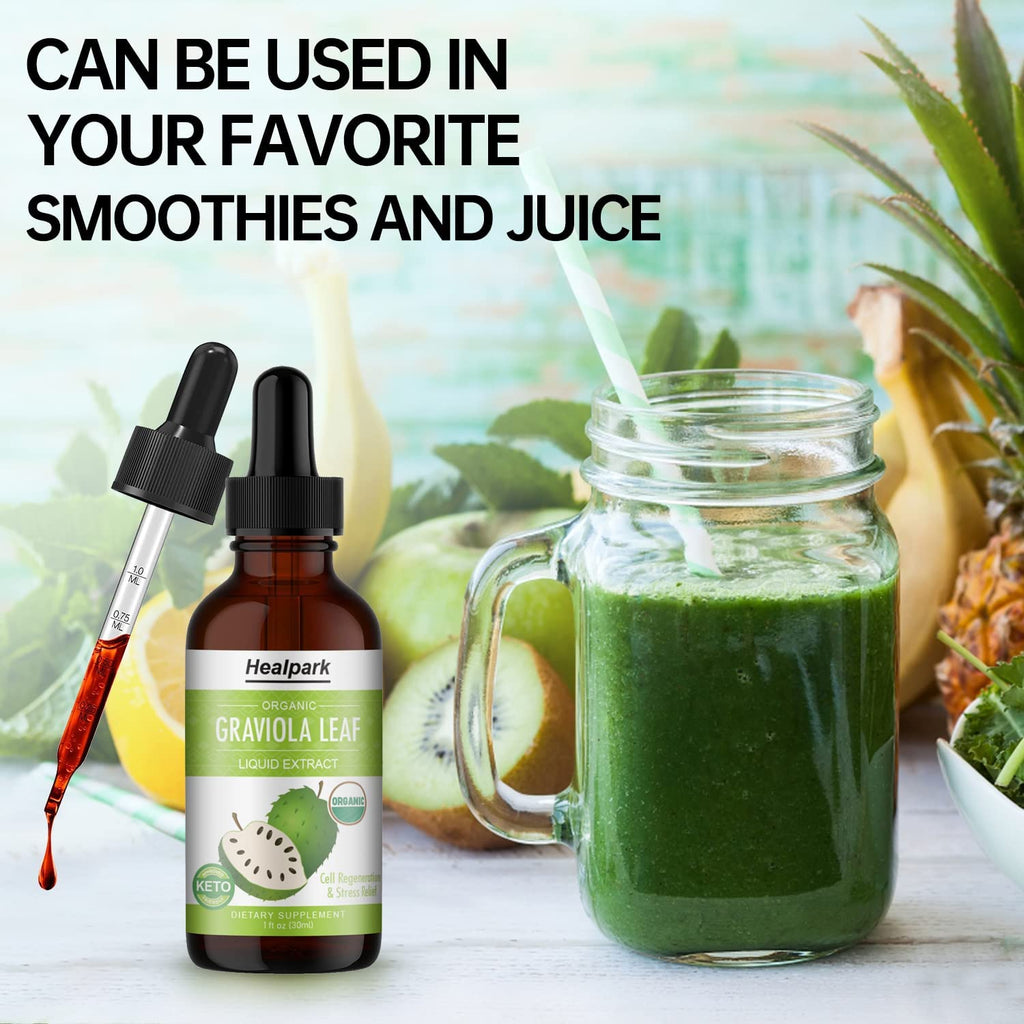 Graviola Leaf Extract, Organic Soursop Guanabana Leaves Liquid, 98% Absorption-1 Fl Oz