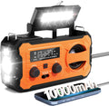 Hand Crank Emergency Radio 10000Mah Weather Radio with AM/FM/NOAA, Orange | Emergency Weather Radio with Solar Prower SOS Phone Charging LED Flashlight, Survival Gear for Outdoor Home Emergencies Kits