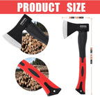 15-Inch Camping Hatchet Axe Outdoor Hatchet with Sheath | 45 Carbon Steel Blade, Shock-Absorbing Fiberglass Grip, Axe for Camping, Kindling, Hiking, and Outdoor Wood Splitting