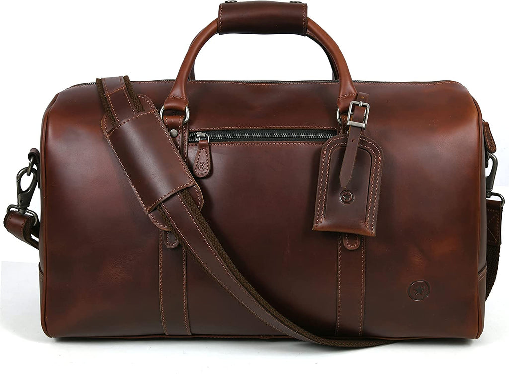Leather Travel Duffel Bag | Gym Sports Bag Airplane Luggage Carry-On Bag | Gift for Father'S Day by Aaron Leather Goods