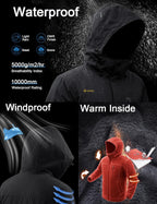 Men'S Winter Ski Jacket Waterproof Snow Coat with Detachable Hood | Windproof, Fleece-Lined, Insulated, Multiple Pockets, for Snowboarding and Cold, Rainy Weather