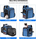 Cat Carrier Backpack for Travel,Dog Carrier Backpack for Large Cat, Small Dogs,Puppies up to 20 Lbs,Expandable Cat Backpack for Outdoor Hiking,Pet Carrier Backpack,Cat Backpack Carrier (Blue)