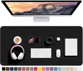 Desk Pad, 35.5" X 17" PU Leather Desk Mat, XXL Extended Mouse Pad, Waterproof Desktop Blotter Protector, Non-Slip Ultra Thin Large Laptop Keyboard Writing Mat for Office Home, Black