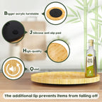 Lazy Susan Organizer, 13.2 Inch Non-Skid Bamboo Turntable | Kitchen Table Cabinets Closets and Kitchen Islands, Wood Turntable for Kitchen Countertop Organizer