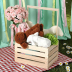 Wooden Baby Shower Crate Closet, Wooden Crate Basket with Handle Baby Gift Basket New Born Welcome Gift Hamper for Boys & Girls Welcome Babies Gifts for New Parents