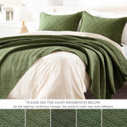 Quilt Set Queen Size Summer Squares Pattern Forest Green Bedspread | Bedding Set for All Season Use, Soft & Breathable Coverlet,3-Piece Set Includes 2 Shams, Machine Washable