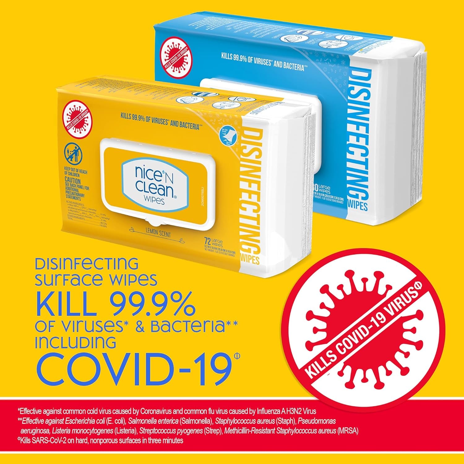 Disinfecting Surface Wipes 304Ct | Cleans & Disinfects Home & Kitchen Surfaces | Fresh & Lemon Scent