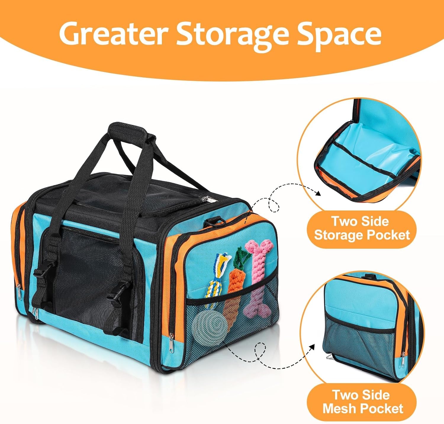 Large Cat Carrier for 2 Cats, Pet Carrier, Dog Carrier for Small Dogs, Cat Carrier Soft, Collapsible Large Pet Carrier for Traveling Indoor and Outdoor Uses - Blue 23"X13"X13"
