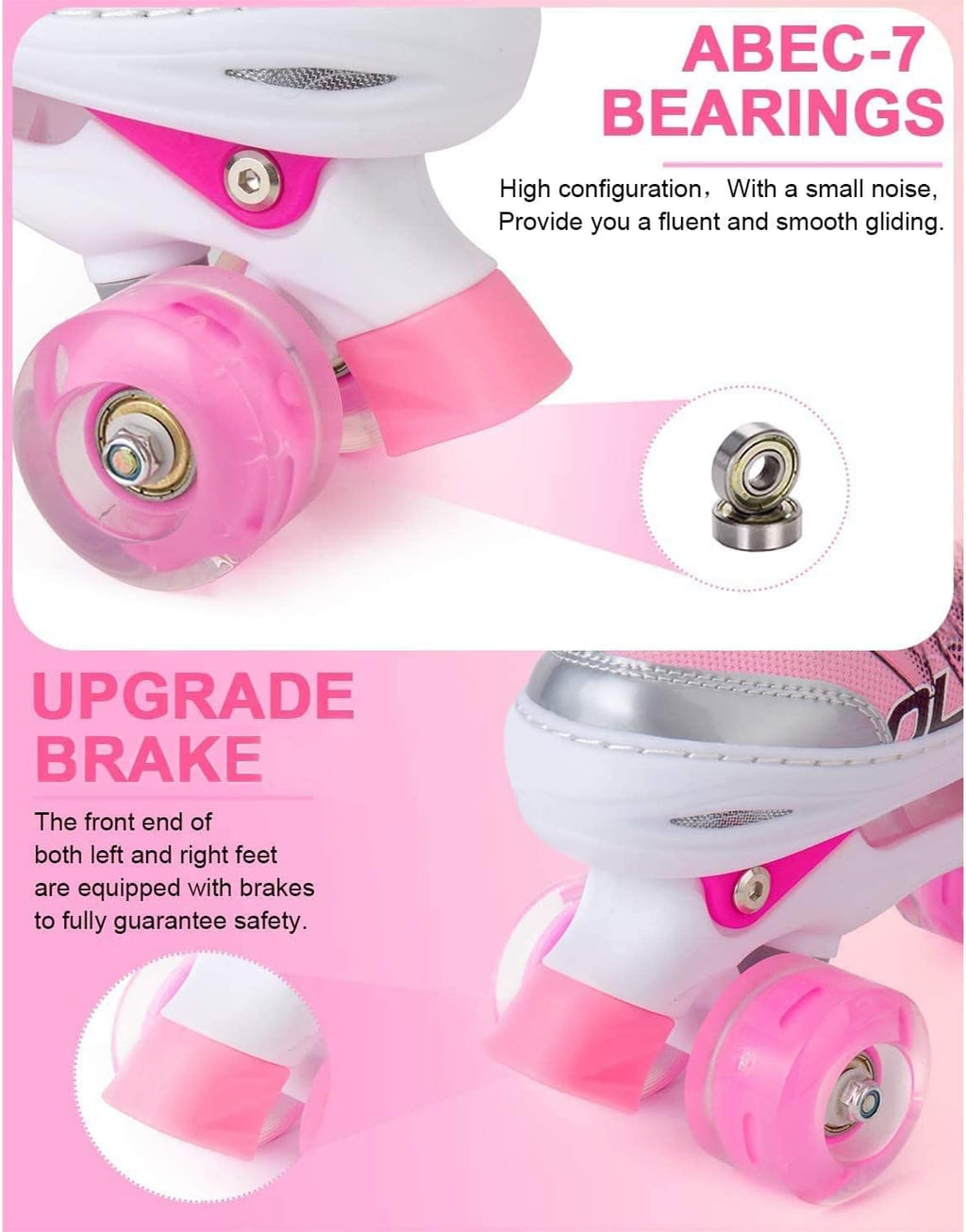 Adjustable Roller Skates for Girls and Women, All 8 Wheels of Girl'S Skates Shine, Safe and Fun Illuminating for Kids