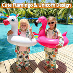 2 Pack Inflatable Flamingo Unicorn Pool Floats for Kids 3-8 Years | Pool Party Decorations/Beach/Summer, Durable PVC, Boys/Girls/Toddlers, Lounger/Raft, Vacation Floaties, Quick Inflate