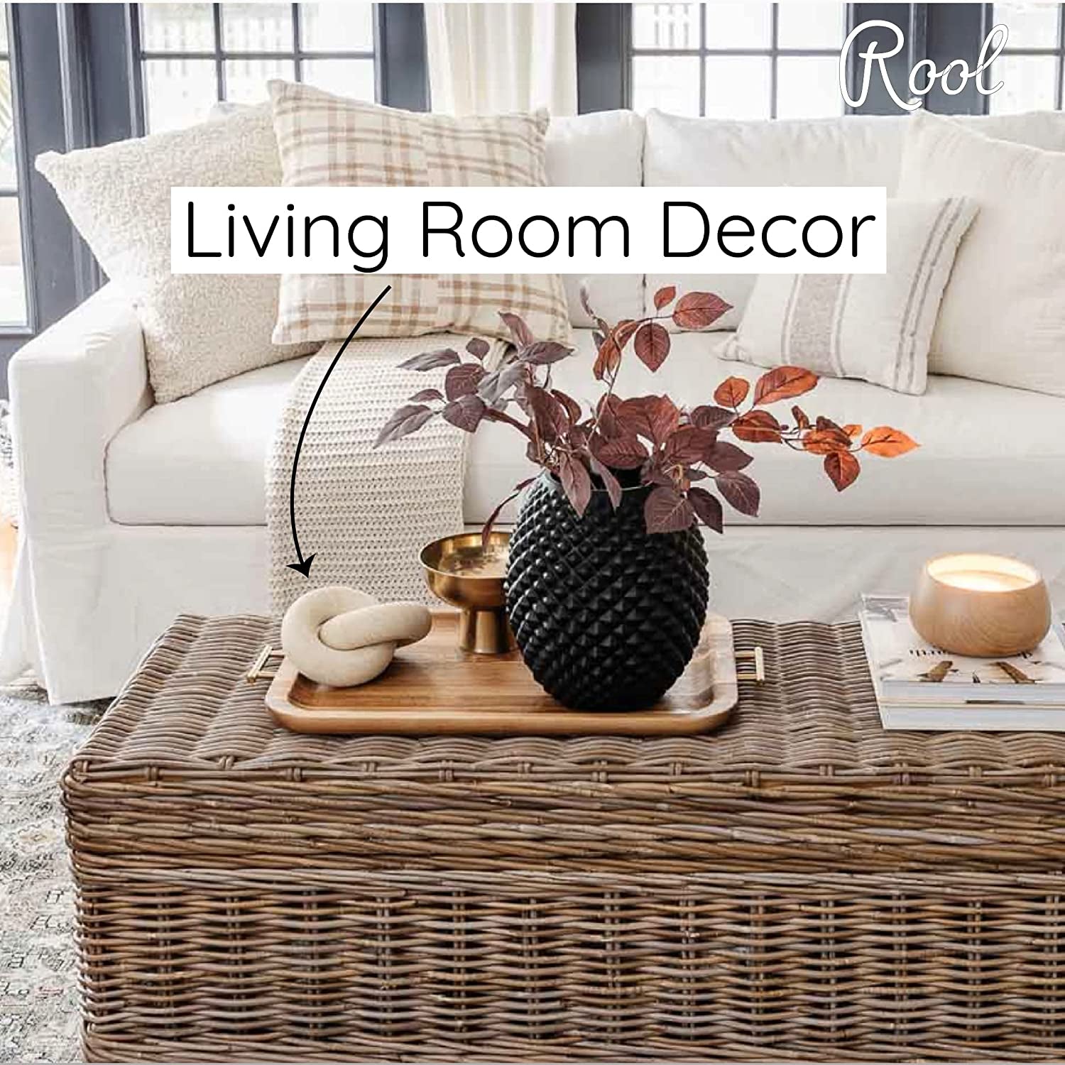 Coffee Table Decor Bookshelf Decor Accents Wood Knot Decor Chain Link | Home Decor Console Table Decorative Items Living Room Decorative Objects Beige for Coffee Table Books and Shelves