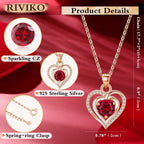 Heart Birthstone Pendant Necklace for Women 925 Sterling Silver Zirconia Necklaces Valentine'S Day Anniversary Birthday Mothers Day Jewelry Gifts for Her Mother Wife