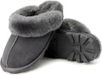 Women'S Genuine Australian Sheepskin Slippers, 18Mm Wool Pile, Memory Foam, Durable Anti-Slip EVA Sole