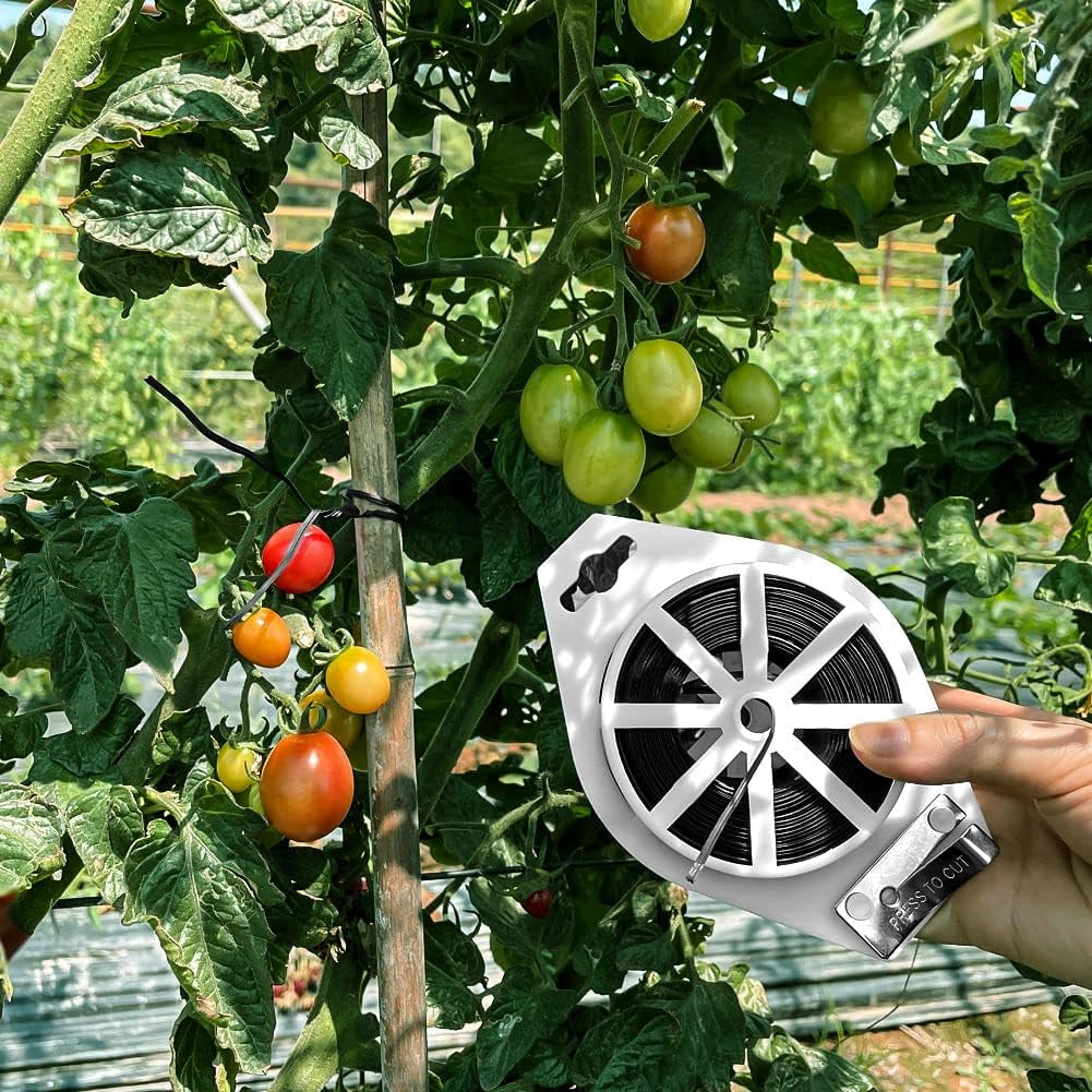 328 Feet Garden Plant Twist Tie with Cutter for Gardening, Home, Office (Black) | Garden Ties, Cut Custom Lengths, Easy to Bend and Wrap, Plastic Coated Wire for Supporting Tomatoes and Training Plants
