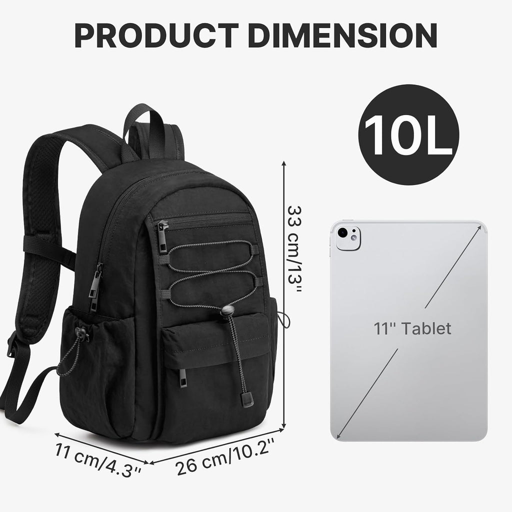 10L Small Hiking Backpack for Women Men | Mini Lightweight Travel Casual Daypack, Water Repellent Fabric, Fits 11" Tablet