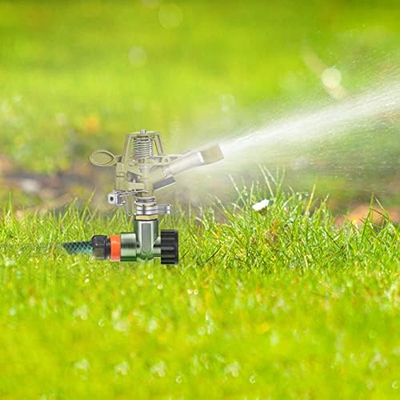 4 Set Zinc Alloy Water Sprinklers for Lawns Yard Sprinklers Heavy Duty Sprinkler Heads Adjustable 360 Degree Watering Impact Sprinklers Pulsating Garden Sprinklers for Large Area Irrigation