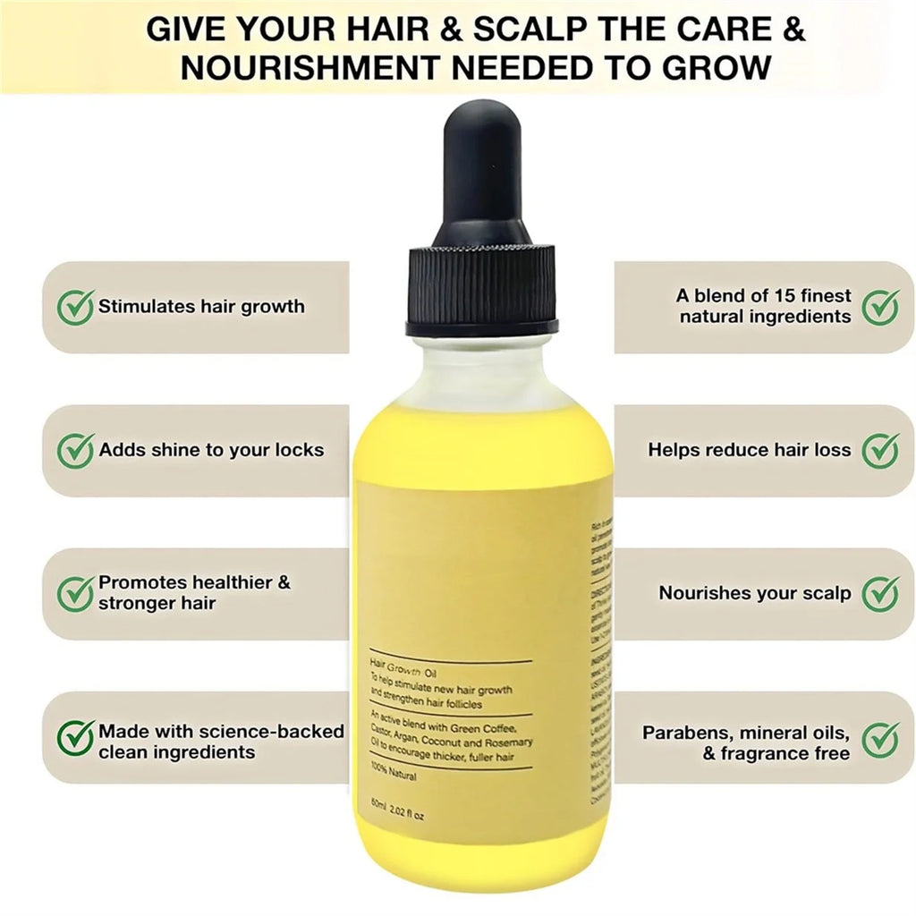Natural Hair Growth Oil, Organic Veganic Natural Hair Growth Oil,Pure Natural Hair Density Essential Oil, Plant Extract Hair Growth Oil for Dry Damaged Hair and Growth (3Pcs)