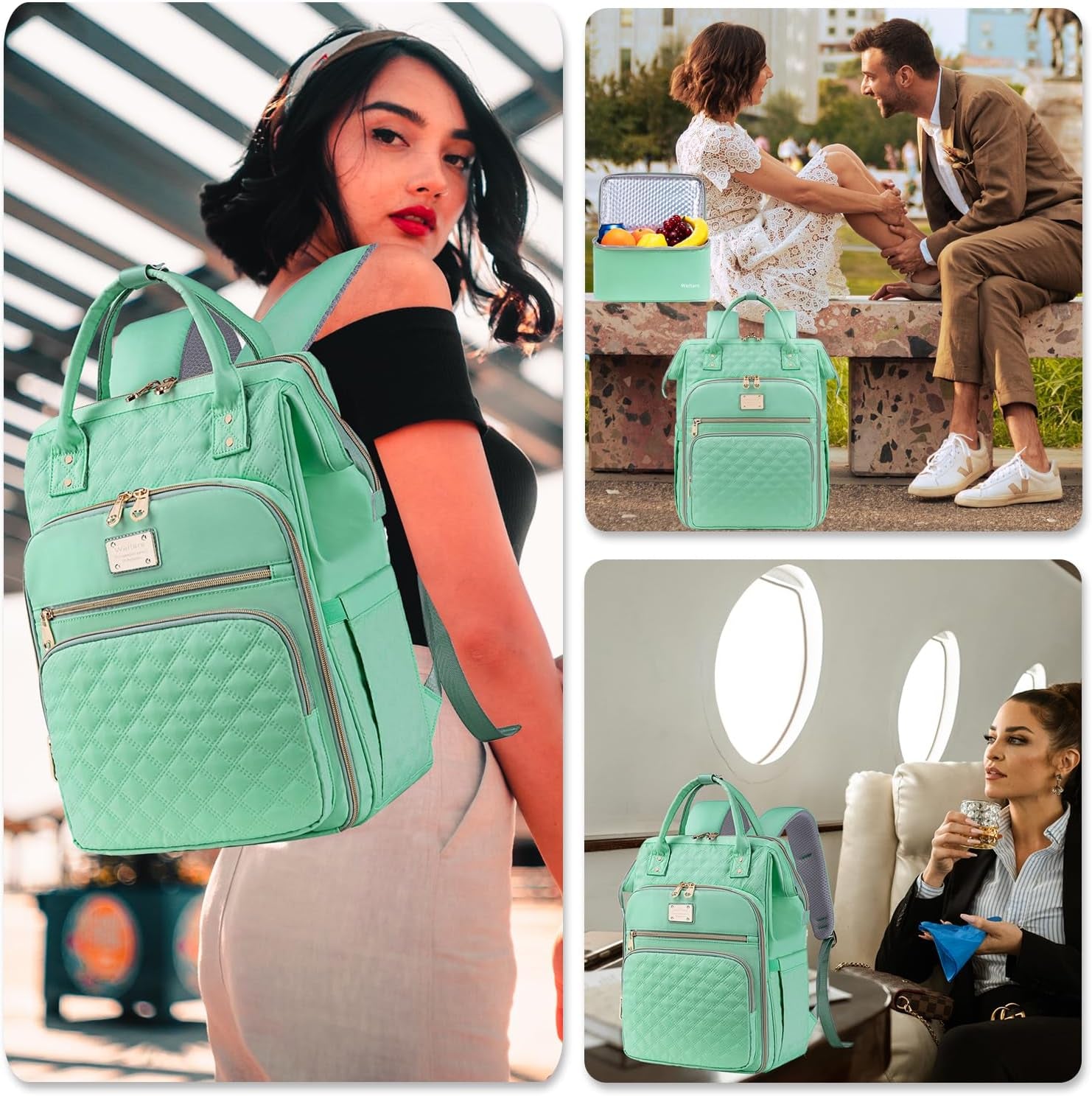 Lunch Backpack for Women,15.6 Inch Laptop Backpacks for Womens Back Pack, Travel Backpacks,Work Backpack for Women (Lightgreen)