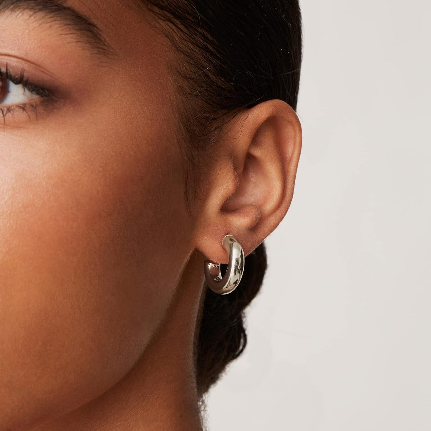Chunky Gold Hoop Earrings for Women, Lightweight 14K Gold Plated | Gold Hoops, Gold Plated Earrings, Womens Earrings, 14K Gold Hoop Earrings