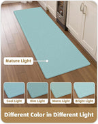 anti Fatigue Cushion Padded Kitchen Mat for Floor - 17X29+17X59,Easy Clean, Waterproof & Oil Proof, anti Slip, Foam Rubber Runner Rug for Front Sink Comfort Standing, Teal Set of 2