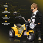 Electric Motorcycle for Kids 6V Ride-On 3-Wheels 18-36 M Yellow | Battery Powered, Dirt Bike, Motorbike, Horn, Headlights, Realistic Sounds Speed