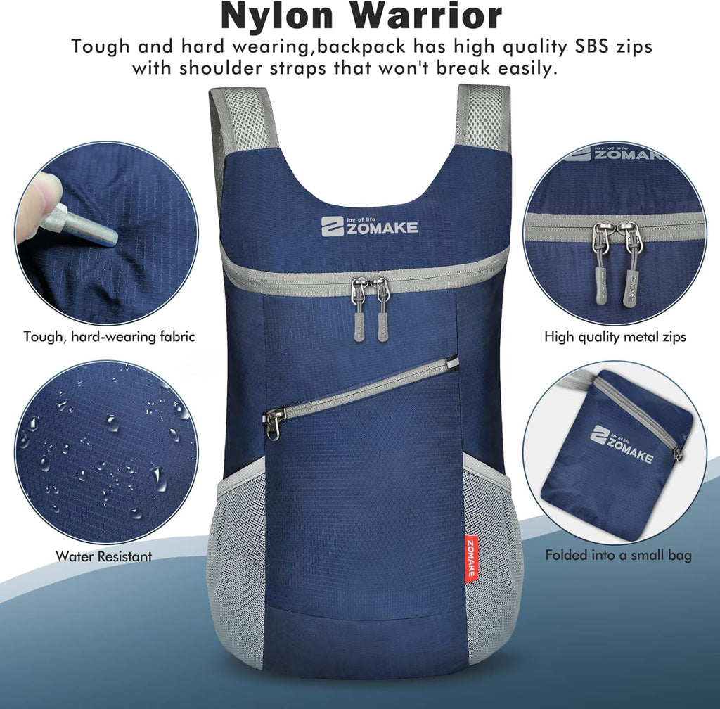 Lightweight Packable Backpack 14L(Royal Blue) | Small Foldable Backpacks Hiking Water Resistant Collapsible Daypack for Women Men