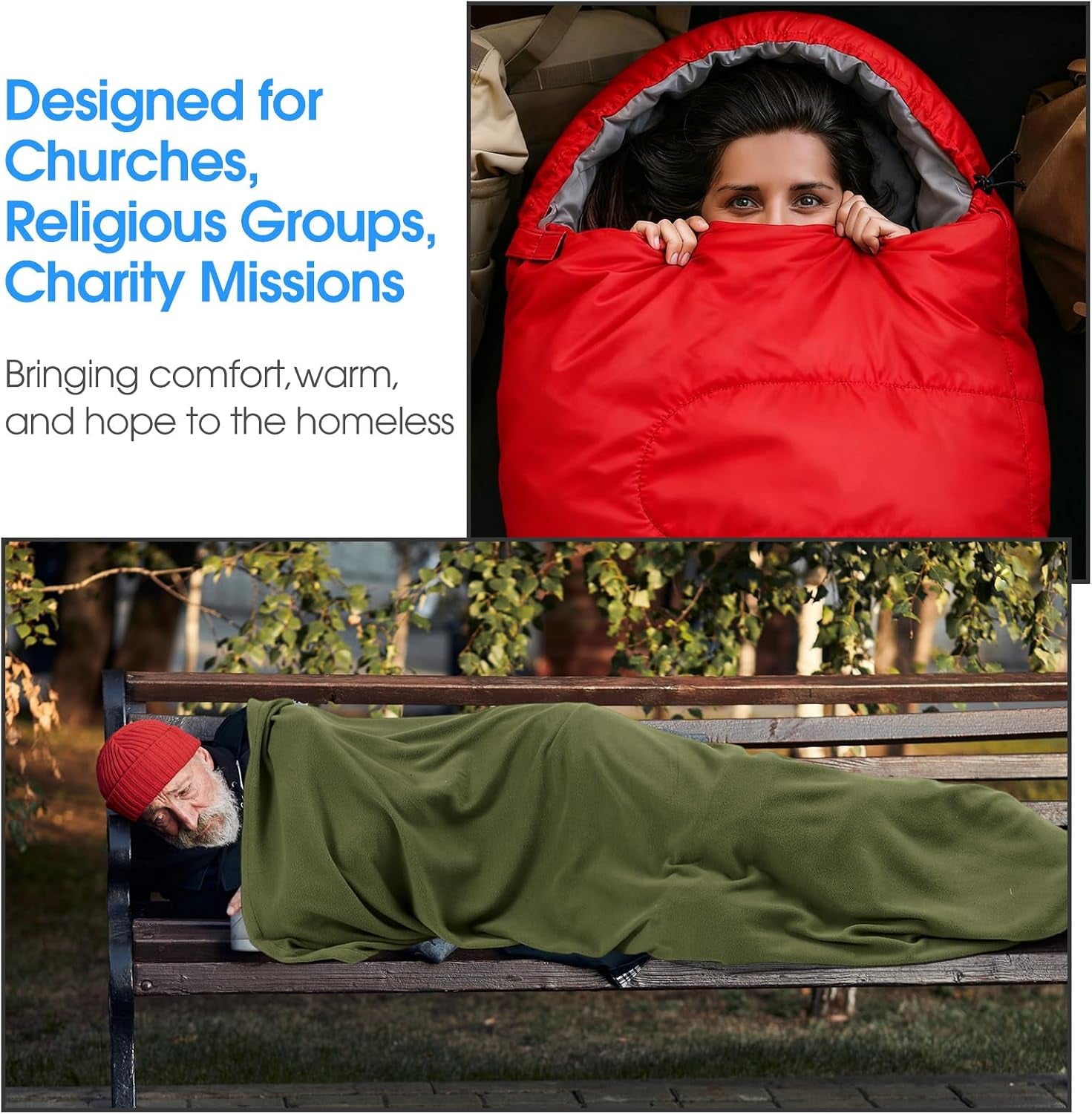 6 Pack Sleeping Bags with Fleece Liners for Adults Bulk, Lightweight Waterproof Camping Sleeping Bags Set for Summer Camp, Church Trip, Emergency Relief, Outdoor Hiking Backpacking