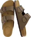 Lane Cork Footbed Mens Sandals, Adjustable Buckle Comfort Slides for Men, Genuine Leather Insole Summer Sandals Men Footwear