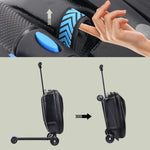 20" Scooter Suitcase for Kids, 2-In-1 Ride on Luggage with Wheels for Boys & Girls Ages 4-15, Foldable Hardshell Carry on Lightweight Travel Suitcase for Airplane
