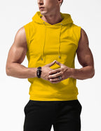 Sleeveless Hoodie Men Workout Hooded Tank Top Gym Muscle Shirts with Pocket