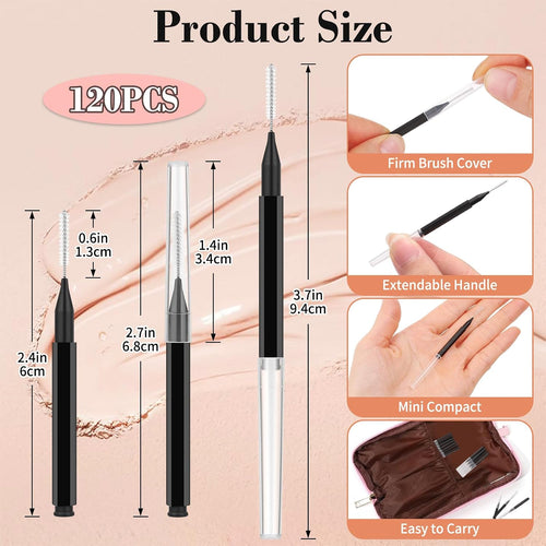 120Pcs Micro Eyebrow Brush with Cap - Eyebrow Tinting, Lash Filler, Brow Lifting Brush - Professional Makeup Kit for Eyebrow Lamination, Beauty Salon & Home Beauty Care