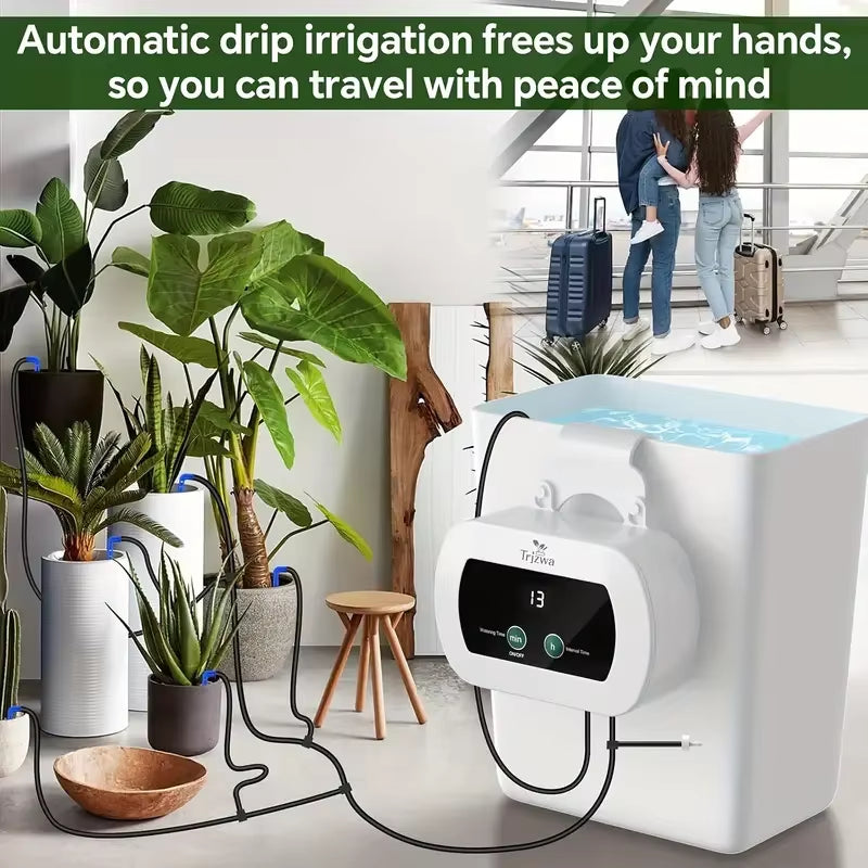 USB Drip Irrigation System Automatic Watering System with Custom Schedule Watering Timer for Potted Plants Indoor Watering