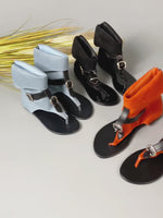 Stylish Back Zipper Flat Thong Sandals 