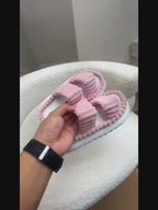 Womens Plush Double Strap Slippers Stylish Comfy NonSlip