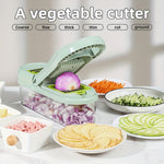 Multipurpose Manual Vegetable Chopper Interchangeable Blades Container Kitchen 