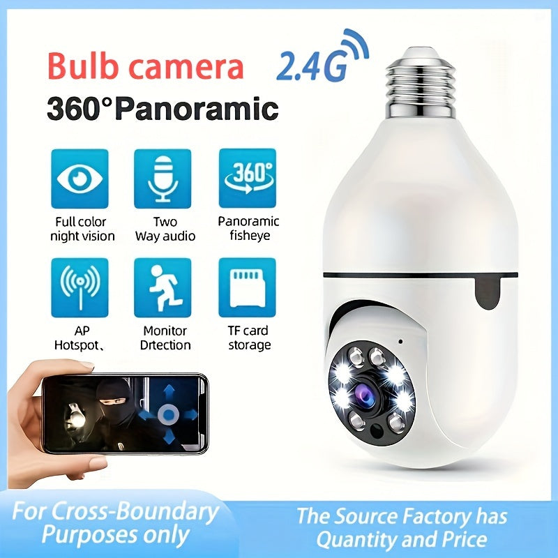 1PC E27 Light Bulb Security Camera with WiFi and 360 Panoramic Views