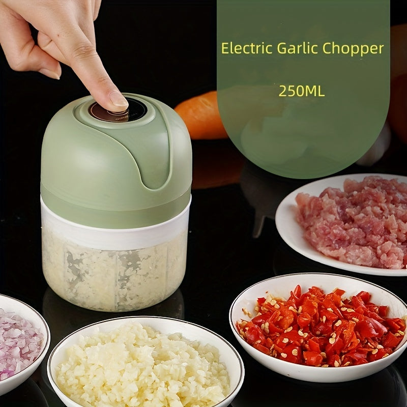 Portable Electric Garlic Chopper with Stainless Steel Blade  250ml Capacity