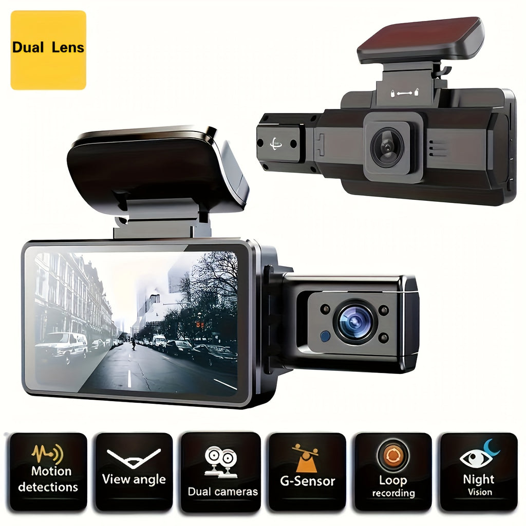 3 Inch Dual Lens Dash Cam for Cars Full HD 1080P Night Vision