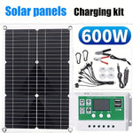 600W Portable Solar Panel Kit  12V With Solar Charge Controller And Extension Cable With Battery Clips Applicable To Extension Cable And Battery Clips For Boat Motorcycle Home Outdoor Lights RV Outdoor Camera SOLAR Generators