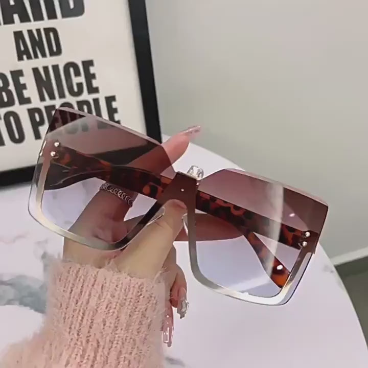 XING YU Womens Fashion Sunglasses Oversized Rimless and Versatile