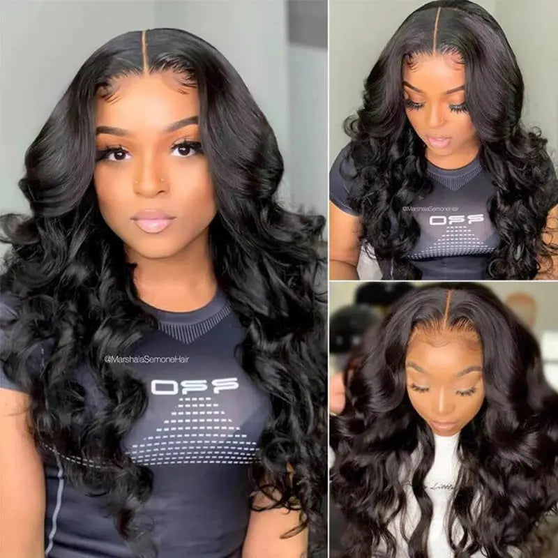 "Long Curly Hair Wig - Black, Big Wavy Style for the Mid-Section"