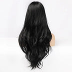 Ladies Wig Brown Black Long Curly Bangs