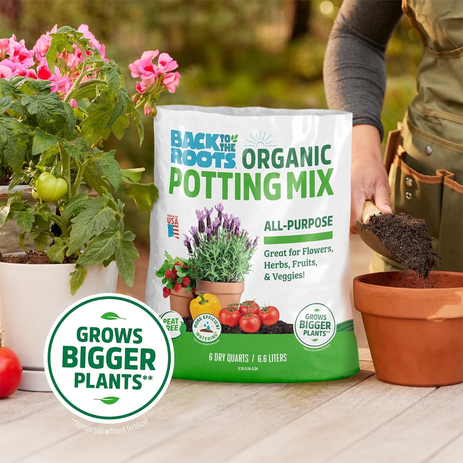 100% Organic Potting Mix (Value 12 Quart) | Premium Blend | Made in the USA