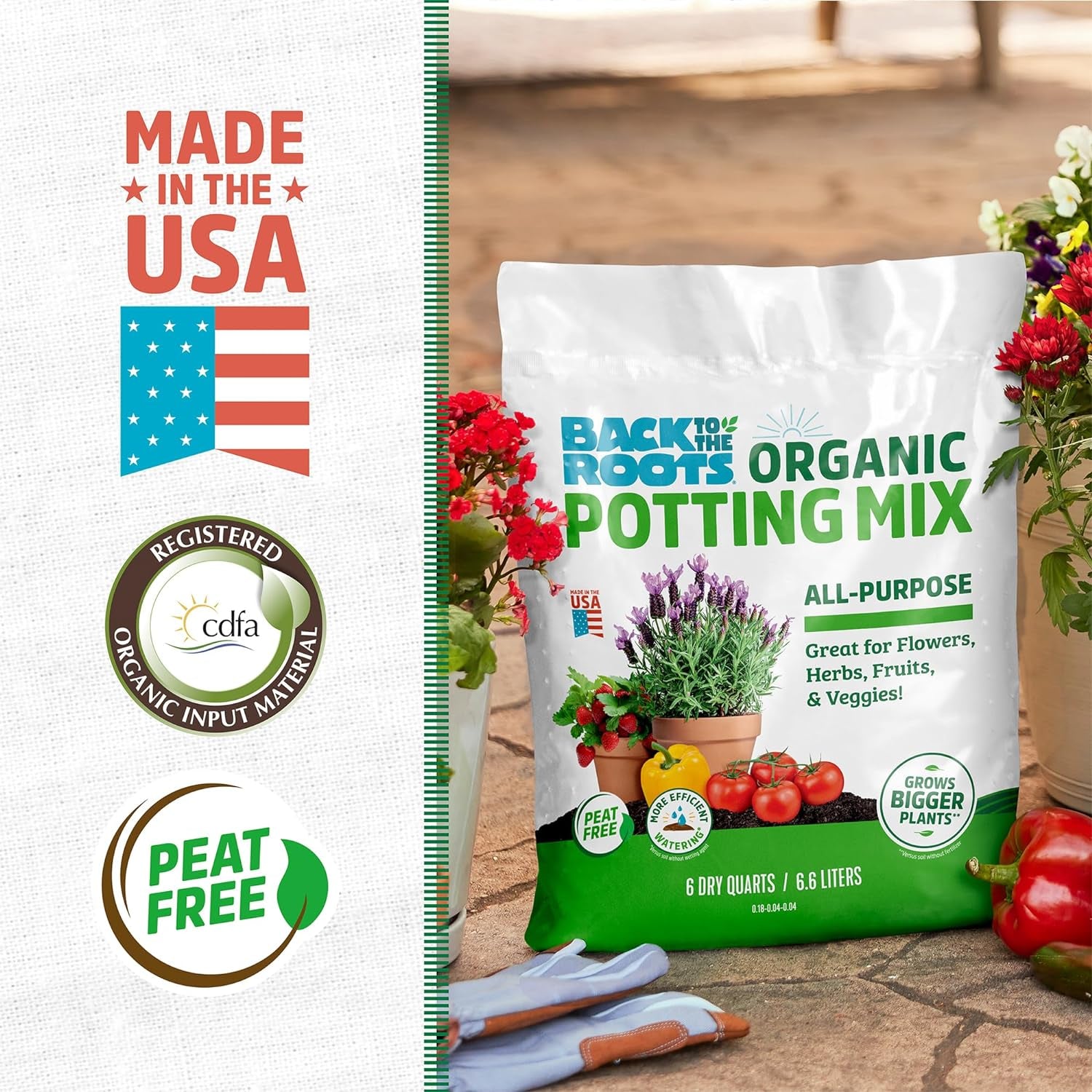 100% Organic Potting Mix (Value 12 Quart) | Premium Blend | Made in the USA