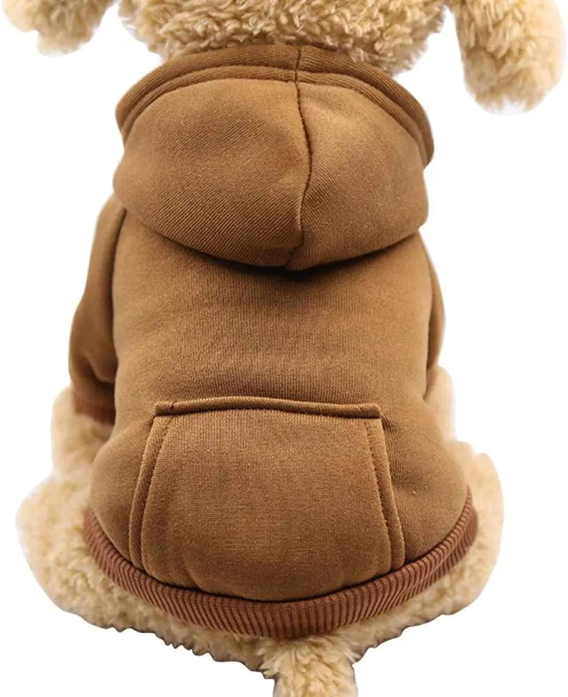 Winter Dog Hoodie Sweatshirts with Pockets Warm Dog Clothes for Small Dogs Chihuahua Coat Clothing Puppy Cat Custume (Medium, Coffee)